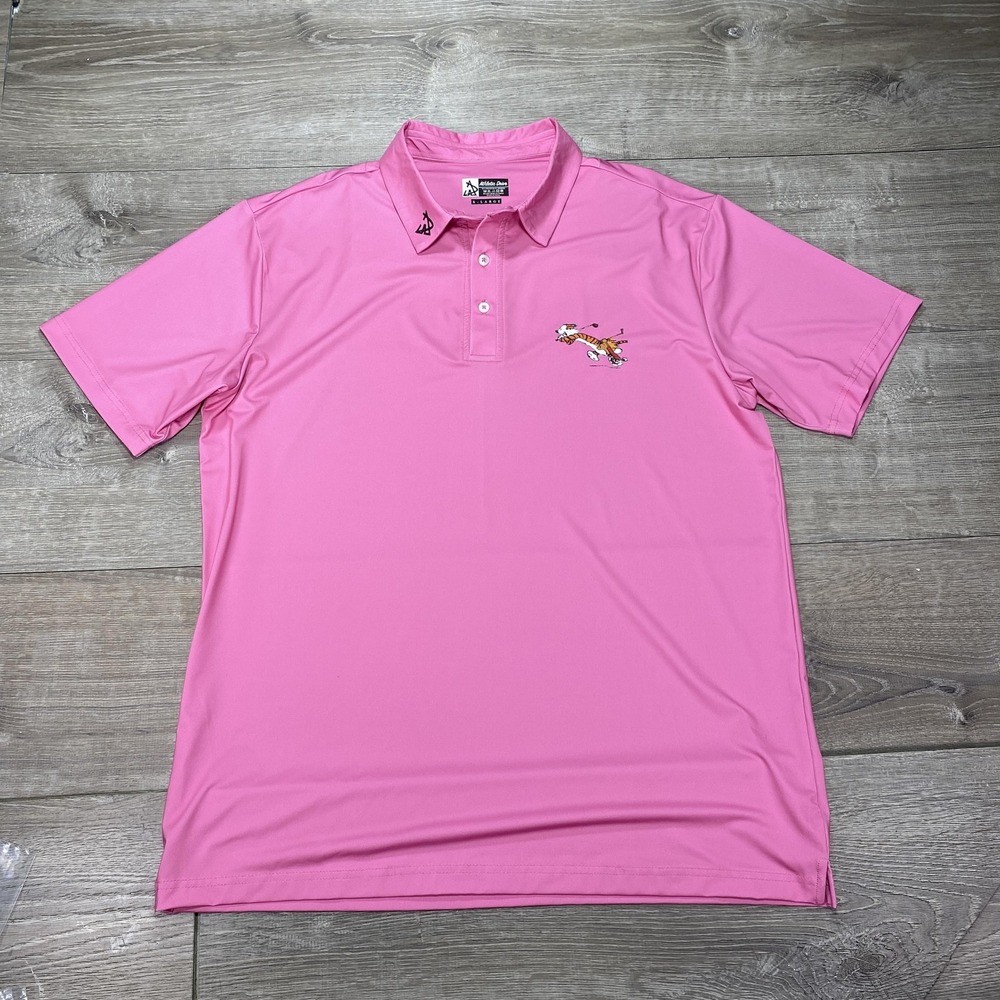 Calvin Hobbes Athletics Drive Polo Shirt Mens XL Pink‎ Golf Performance Stretch